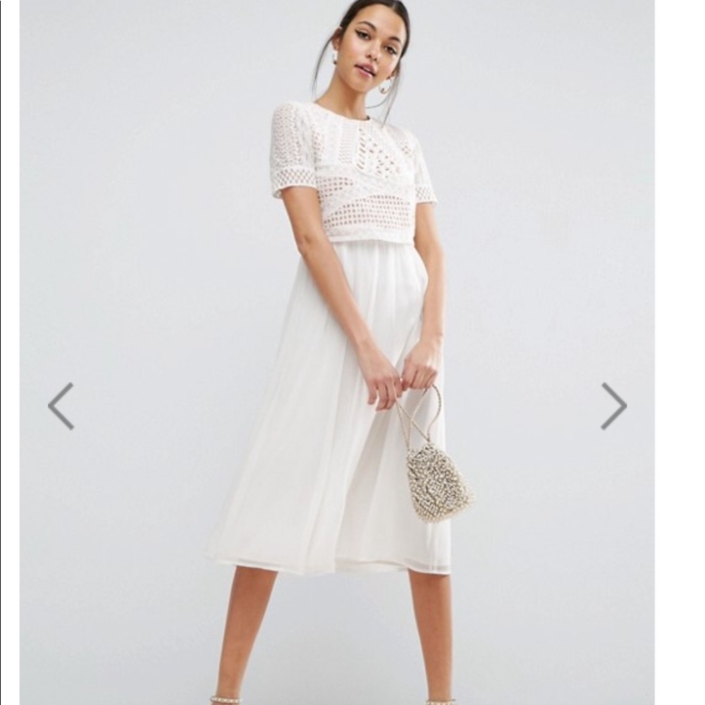 ASOS Heavy Appliqué Crop Top Midi Dress